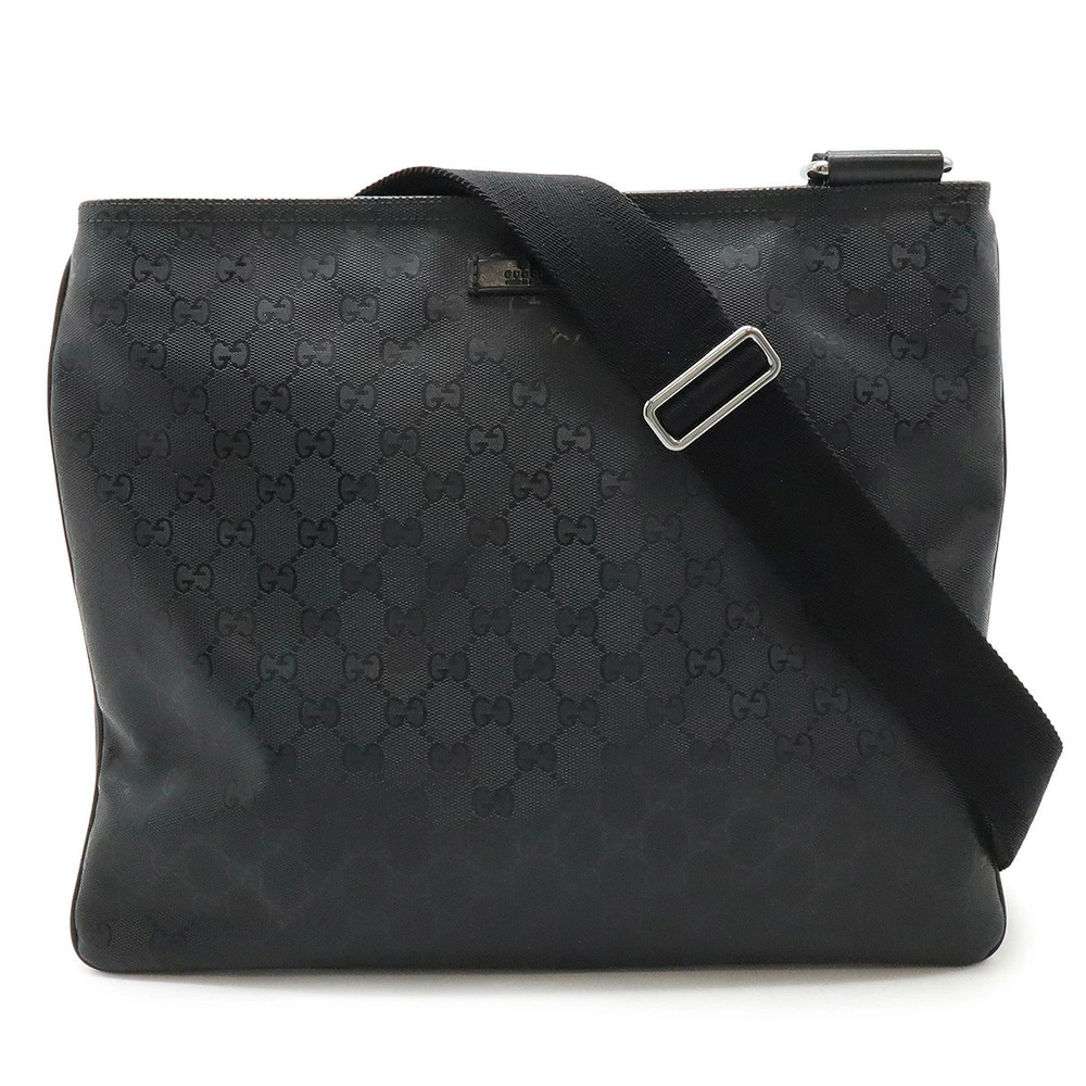 Gucci GG Imprime Crossbody Bag Gusset Leather Black